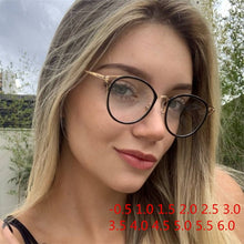 Load image into Gallery viewer, Finished Myopia Glasses Women Sexy Cat Eye Eyeglasses Metal Nearsighted Prescription Diopter -1.0 2.0 2.5 3.0 3.5 to 6.0