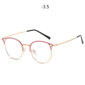 Finished Myopia Glasses Women Sexy Cat Eye Eyeglasses Metal Nearsighted Prescription Diopter -1.0 2.0 2.5 3.0 3.5 to 6.0