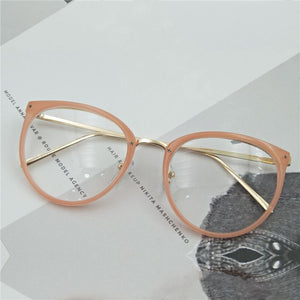 NYWOOH Red Cat Eye Glasses Women Transparent Eyeglasses Frames Vintage Clear Lens Optical Metal Myopia Spectacles Frame