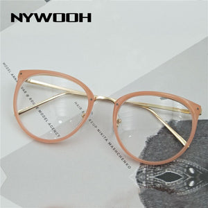 NYWOOH Red Cat Eye Glasses Women Transparent Eyeglasses Frames Vintage Clear Lens Optical Metal Myopia Spectacles Frame