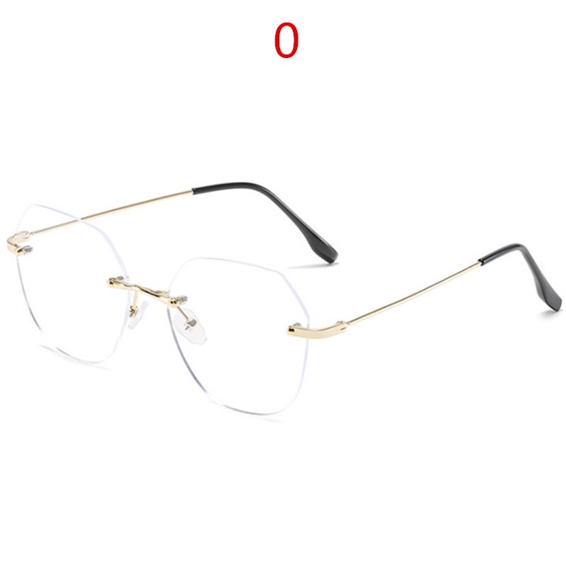 NYWOOH Rimless Finished Myopia Glasses Women Metal Polygon Eyeglasses Prescription Elegant Shortsighted Eyewear -0.5 1.0 to 4.0