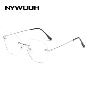 NYWOOH Rimless Finished Myopia Glasses Women Metal Polygon Eyeglasses Prescription Elegant Shortsighted Eyewear -0.5 1.0 to 4.0