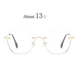 NYWOOH Rimless Finished Myopia Glasses Women Metal Polygon Eyeglasses Prescription Elegant Shortsighted Eyewear -0.5 1.0 to 4.0