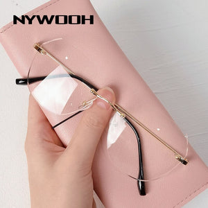 NYWOOH Rimless Finished Myopia Glasses Women Metal Polygon Eyeglasses Prescription Elegant Shortsighted Eyewear -0.5 1.0 to 4.0