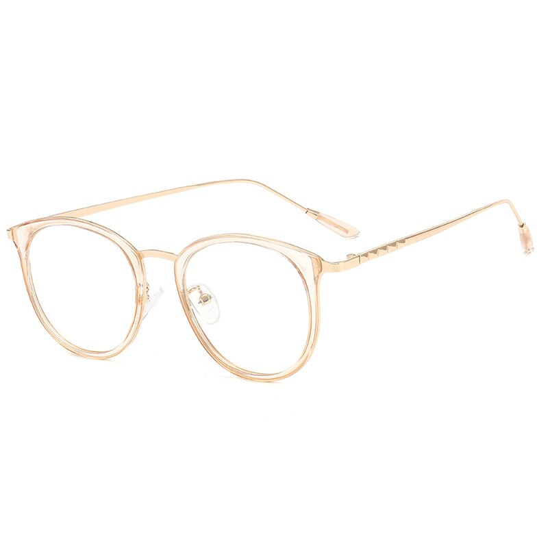 Transparent Cat Eye Glasses Frames Women Men Vintage Clear Optical Round Eyeglasses Metal Myopia Frame