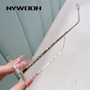 Transparent Cat Eye Glasses Frames Women Men Vintage Clear Optical Round Eyeglasses Metal Myopia Frame