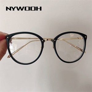 Transparent Eyeglasses Frames Women Retro Cat Eye Glasses Myopia Frame Vintage Fake Eyeglass Metal Optical Spectacles