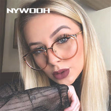 Load image into Gallery viewer, NYWOOH Transparent Eyeglasses Frames Women Retro Cat Eye Glasses Myopia Frame Vintage Fake Eyeglass Metal Optical Spectacles
