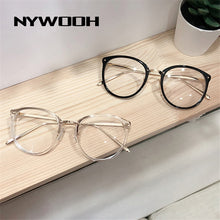 Load image into Gallery viewer, NYWOOH Transparent Eyeglasses Frames Women Retro Cat Eye Glasses Myopia Frame Vintage Fake Eyeglass Metal Optical Spectacles