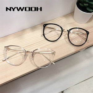Transparent Eyeglasses Frames Women Retro Cat Eye Glasses Myopia Frame Vintage Fake Eyeglass Metal Optical Spectacles