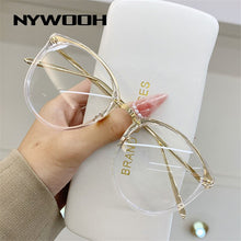 Load image into Gallery viewer, NYWOOH Transparent Eyeglasses Frames Women Retro Cat Eye Glasses Myopia Frame Vintage Fake Eyeglass Metal Optical Spectacles