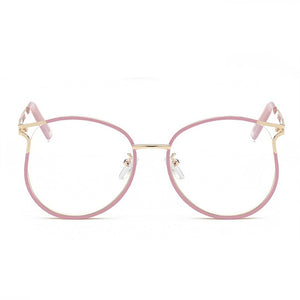 Trendy Cat Eye Glasses Frames for Women Transparent Optical Eyeglasses Ladies Metal Hollow Frame Female Fake Eyewear