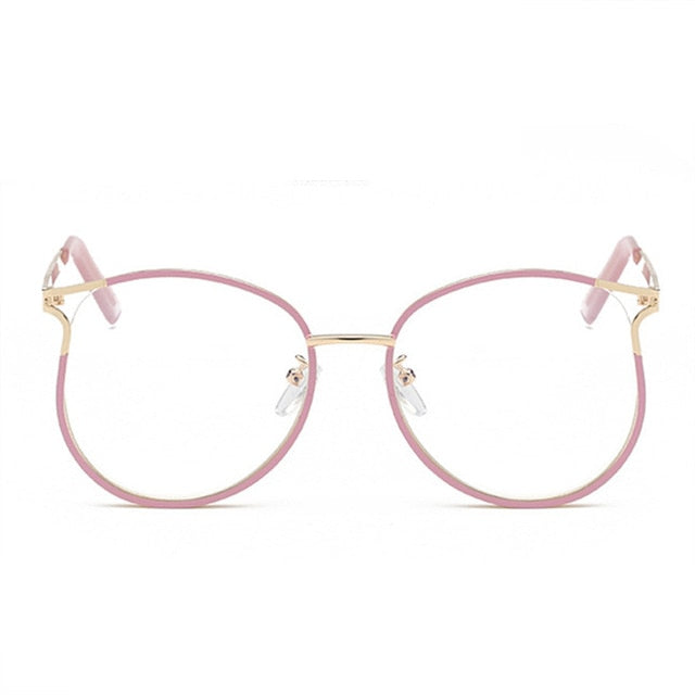 Trendy Cat Eye Glasses Frames for Women Transparent Optical Eyeglasses Ladies Metal Hollow Frame Female Fake Eyewear