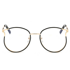 Trendy Cat Eye Glasses Frames for Women Transparent Optical Eyeglasses Ladies Metal Hollow Frame Female Fake Eyewear