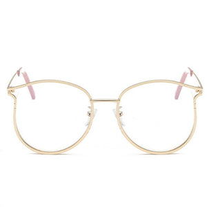 Trendy Cat Eye Glasses Frames for Women Transparent Optical Eyeglasses Ladies Metal Hollow Frame Female Fake Eyewear