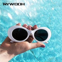 Load image into Gallery viewer, NYWOOH Vintage Kurt Cobain glasses oval sun glasses ladies trendy  retro Women's sunglasses white black eyewear UV400 Mirror