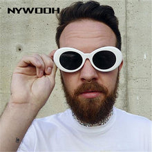 Load image into Gallery viewer, NYWOOH Vintage Kurt Cobain glasses oval sun glasses ladies trendy  retro Women's sunglasses white black eyewear UV400 Mirror