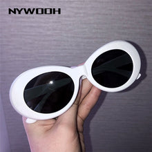 Load image into Gallery viewer, NYWOOH Vintage Kurt Cobain glasses oval sun glasses ladies trendy  retro Women's sunglasses white black eyewear UV400 Mirror