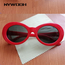 Load image into Gallery viewer, NYWOOH Vintage Kurt Cobain glasses oval sun glasses ladies trendy  retro Women's sunglasses white black eyewear UV400 Mirror