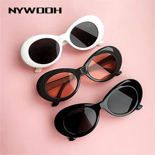 Load image into Gallery viewer, NYWOOH Vintage Kurt Cobain glasses oval sun glasses ladies trendy  retro Women's sunglasses white black eyewear UV400 Mirror