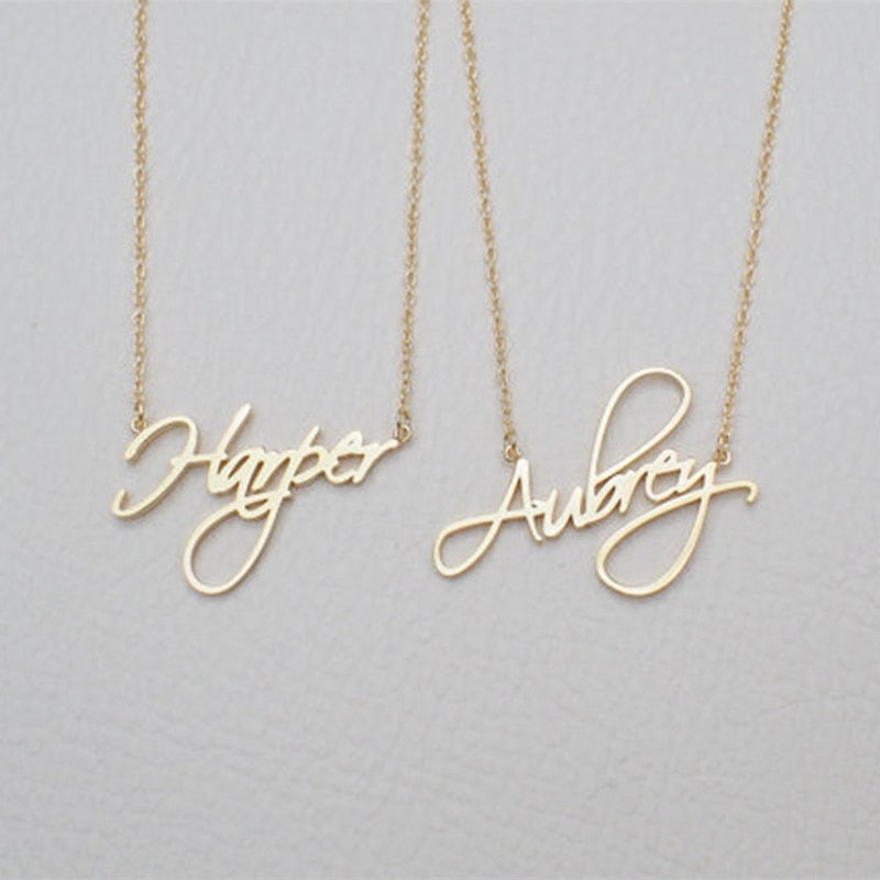 Name Necklace Personalized Gift Customized Pendant Cursive Handwriting Stainless Steel Chain Custom Women Fashion Jewelry 2018
