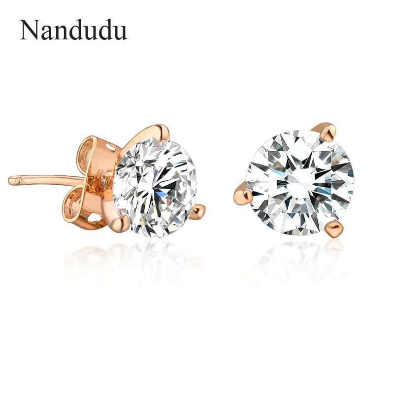 Fashion White Clear Cubic Zirconia Earrings Rose Stud Earring Wedding Engagement Gift E716