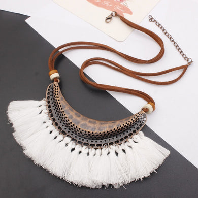 Tassel Necklace For Women Big Ethnic Necklace Bohemia Long Choker Statement Necklace Boho Vintage Punk Fashion Jewelry