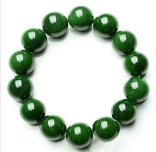 Load image into Gallery viewer, Natural 12mm Dark Green Jade Round Gemstone Beads Stretchy Bangle Bracelet tall