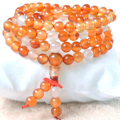 Natural 6mm Original Agate beaded Bracelet Tibetan Buddhist 108 Prayer Beads Necklace Gourd Mala Prayer Bracelet for Meditation