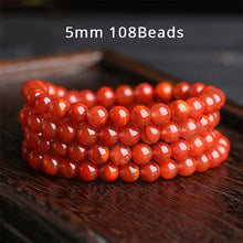 Load image into Gallery viewer, Natural Agate Beaded Bracelet 108 Beads Multi Layers Flame Red Gemstone Reiki Meditation Stretch Bracelet Rosary Prayer Jewelry