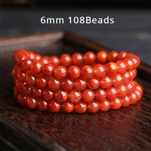 Load image into Gallery viewer, Natural Agate Beaded Bracelet 108 Beads Multi Layers Flame Red Gemstone Reiki Meditation Stretch Bracelet Rosary Prayer Jewelry
