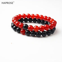 Load image into Gallery viewer, Natural Agate Bracelet 8mm Beads Black Yoga Energy Stone Bracelet Red Halo Original Stone Activity Creative Bracelet Gift