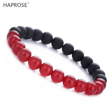 Load image into Gallery viewer, Natural Agate Bracelet 8mm Creative Jewelry Woman Dancing Bracelet Red and Black Gemstone Scrub Agate Couple Bracelet
