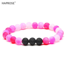 Load image into Gallery viewer, Natural Agate Bracelet Matte Stone 8mm Beads Black Yoga Energy Stone Rose red Bracelet Activity Creative Bracelet Gift