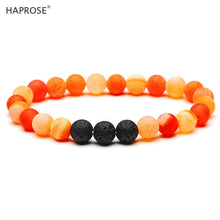 Load image into Gallery viewer, Natural Agate Bracelet Matte Stone 8mm Beads Black Yoga Energy Stone Rose red Bracelet Activity Creative Bracelet Gift