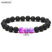 Carica l'immagine nel visualizzatore di Gallery, Natural Agate Bracelet Matte Stone 8mm Black Beads Yoga Energy Stone Purple Bracelet Activity Creative Bracelet Gift
