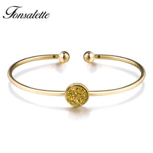 Load image into Gallery viewer, Natural Agate Druzy Elastic Cuff Bangles Round Circle Disc Crystal Drusy Bangle&amp;Bracelet Wonman Jewelry Mother's Gift ZK40