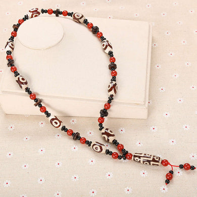 Natural Agate Dzi Big Beads Men Women Water Drop Popular Necklace Jewelry Chokers Retro Sweater Gift Chain Fashion Reiki Vintage