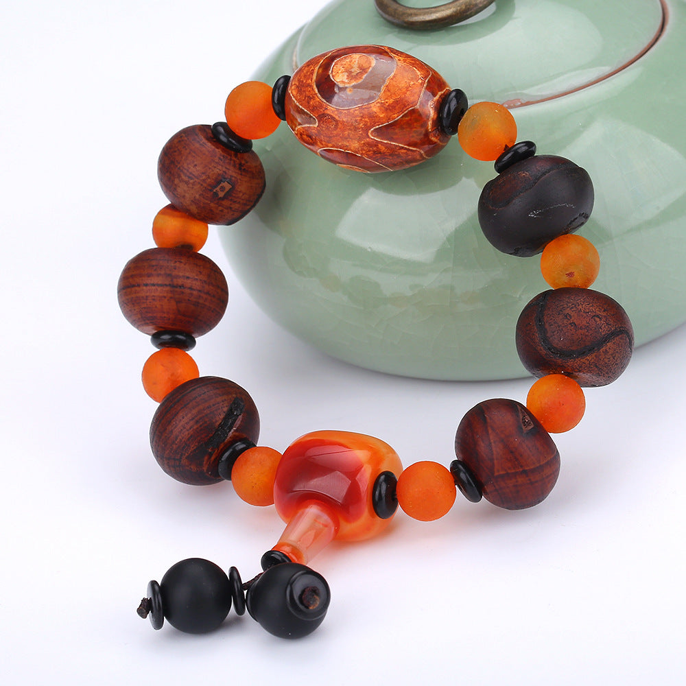 Natural Agate With Tibetan Buddhism Dzi Eye Beads Bracelet For Men Women Wholesale New Topaz Beads Healing Lucky Jewelry Prayer