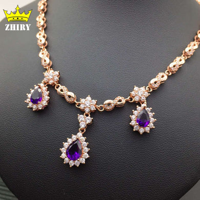 Natural Amethyst Gem Necklace Woman Semi Precious Stone Pendant Solid 925 Sterling Silver Lady's Fine Jewelry