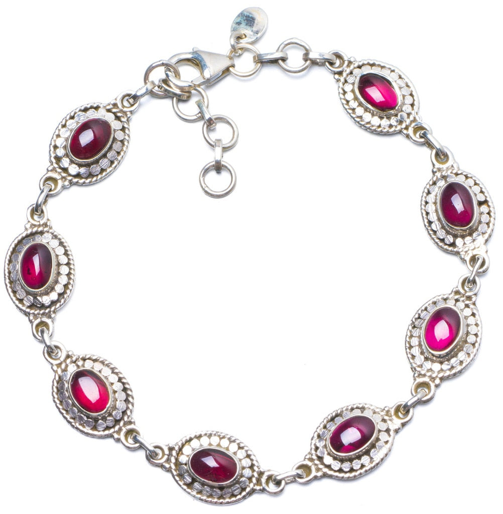 Natural Amethyst Handmade Unique 925 Sterling Silver Bracelet 7 3/4-8 1/2 Y0008