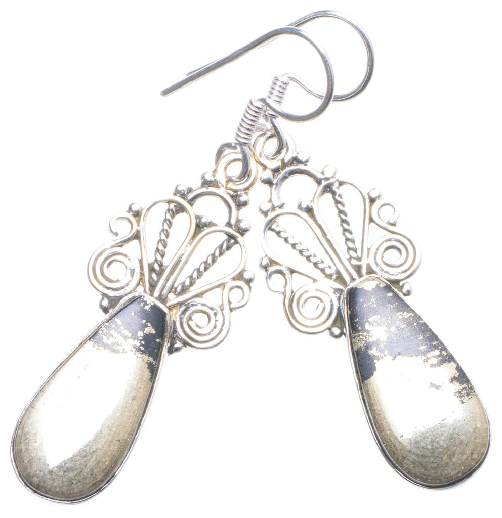 Natural Apache Gold Stone Handmade Unique 925 Sterling Silver Earrings 1.75 X4446