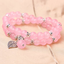 Load image into Gallery viewer, Natural Blue Rose Chalcedony Crystal Bracelets Lucky Tibetan Silver Leaf Lovers Crystal Bracelet Korean Ornaments Circle Gift