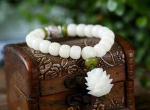 Load image into Gallery viewer, Natural Bodhi Bracelet White Jade lady jewelry pearl beads lotus garnet bracelets beads bracelet jade bracelet