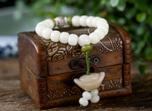 Load image into Gallery viewer, Natural Bodhi Bracelet White Jade lady jewelry pearl beads lotus garnet bracelets beads bracelet jade bracelet