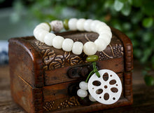 Load image into Gallery viewer, Natural Bodhi Bracelet White Jade lady jewelry pearl beads lotus garnet bracelets beads bracelet jade bracelet