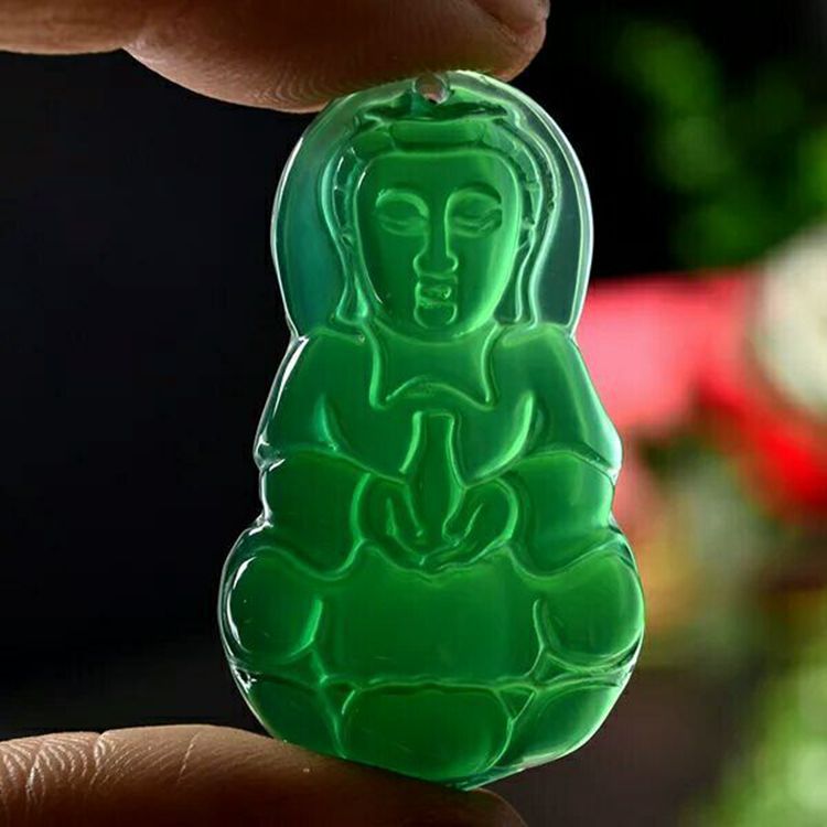 Natural Brazil Green Guanyin Pendant