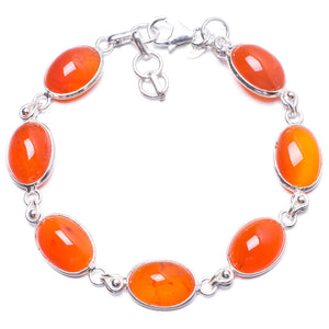 Natural Carnelian Handmade Unique 925 Sterling Silver Bracelet 7 1/4-7 3/4 Y1972