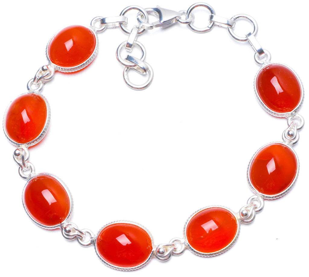 Natural Carnelian Handmade Unique 925 Sterling Silver Bracelet 7 1/4-8 Y0803
