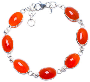 Natural Carnelian Handmade Unique 925 Sterling Silver Bracelet 7-7 3/4 Y0889